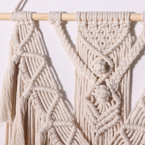 Tapiz De Pared Con Borlas Largas Y Macramé Estilo Bohemio