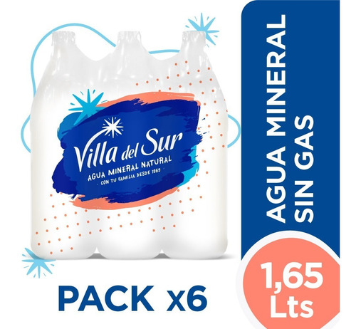 Agua Villa Del Sur Pet Sin Gas 1,65 Litros X 6 Unidades