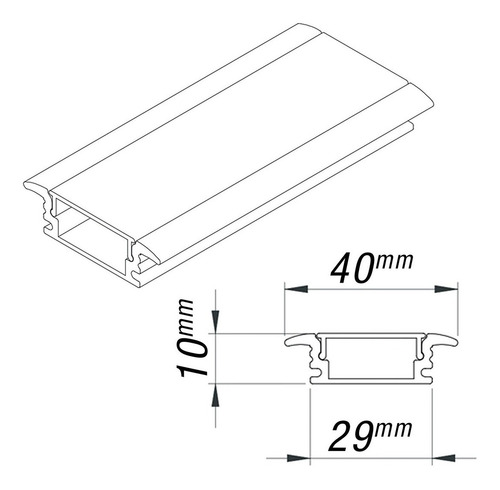 Kit 18 Perfil Led Alumínio Embutir 2 Metros P/fita Led 40mm