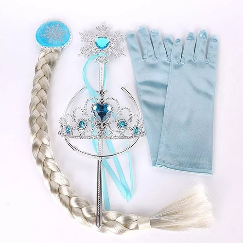 Imagen 2 de 8 de Set Frozen Princesa Elsa Tiara Varita Pelo Guantes Ltf Shop