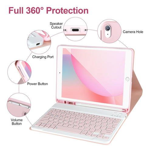Keyboard Case Ahywtan For iPad 9/8/7th Gen 10.2'' W/ Keyboar