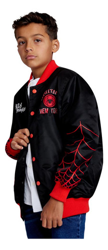 Chamarra Abierta Casual Spiderman Whel Negro/rojo Niño