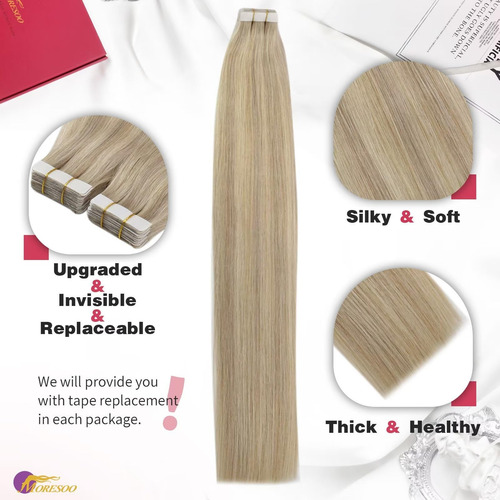Extensiones De Cabello Humano Real Moresoo, Rubio Ceniza