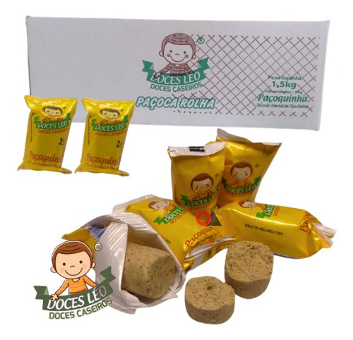 Paçoca Rolha Embalada Doces Léo Caixa C/ 100 Un 15g Atacado