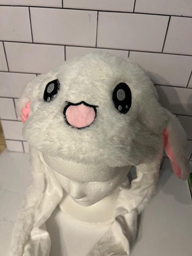 Gorro Peluche Levanta Orejas Varios Modelos Muy Suave Blanco 1