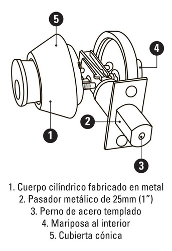Chapa Para Puerta Cerradura Cerrojo Mariposa(mayoreo) Hermex