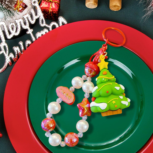 Llavero Navideño Con Cuentas, Pulsera Para Niñas, Niños,