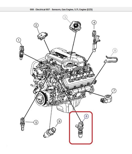 Imagen 7 de 9 de Sensor Eje Levas Mopar Jeep Commander 3.7-4.7-5.7 2008-2010