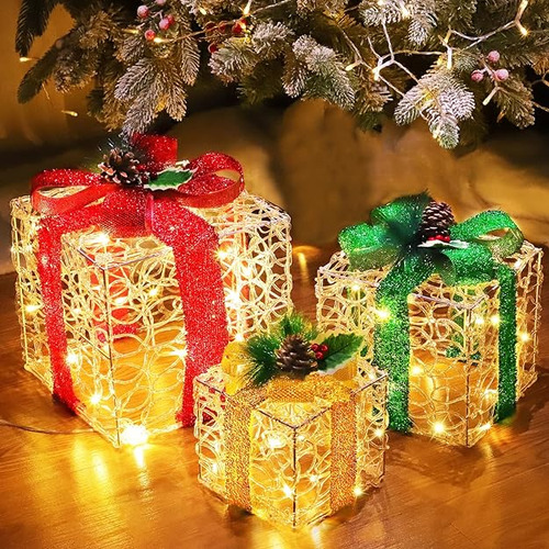 Super Large 12 10 8 3 Pack Christmas 60 Led Lighted Gift Box