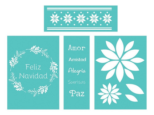 Stencil Laura Craft Set Navidad Corona Y Estrella Federal 