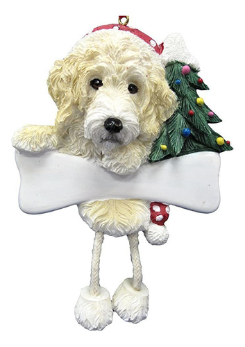 Labradoodle Ornamento Con Patas Colgando De Pintado A Mano