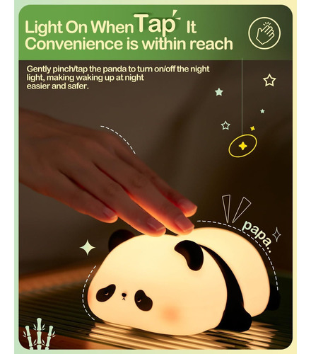 Lámpara De Noche Panda Pat Night Light De Silicona, Regalo A
