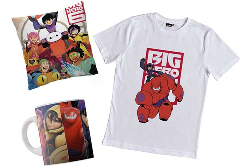 Big Hero 6 Combo Remera Con Taza Y Almohada Baymax Disney