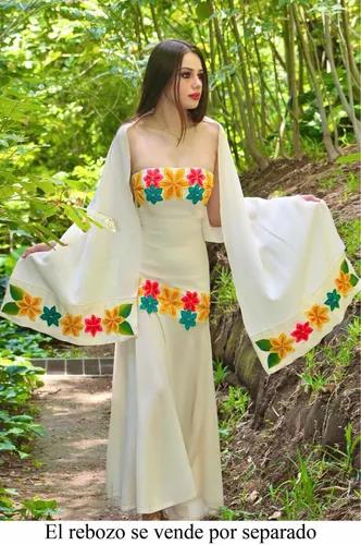 Vestido De Manta Artesanal Mexicano Mod. Vida Cuotas sin inter s
