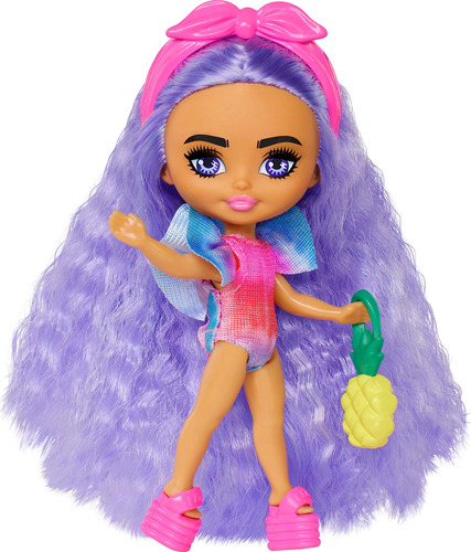 Barbie Muñeca De Viaje Extra Mini Minis Con Pelo Lavanda, .