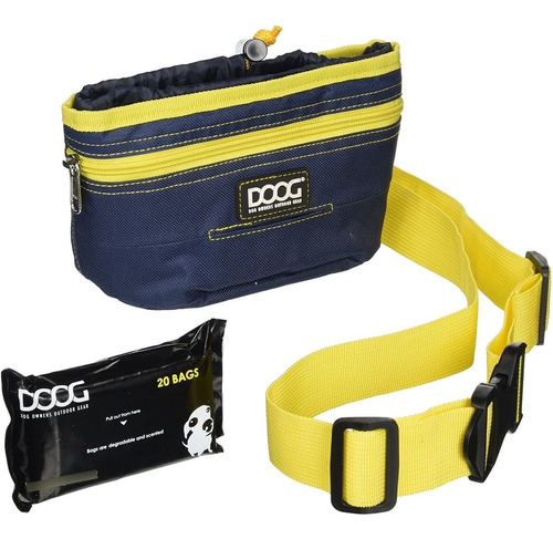 Doog Ee. Uu. Buen Perro Treat Pouch, Azul Marino/amarillo