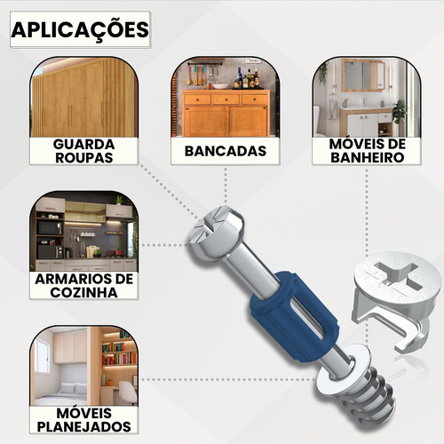 100 Minifix Girofix + Tambor Castanha 12x9mm Pino Capa Bucha