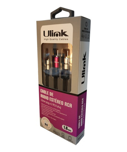 Cable Audio 3.5mm Auxiliar Plug A 2 Rca 1.8 Mts Ulink