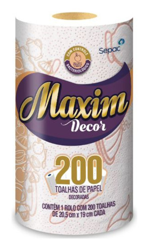 Papel Toalha Maxim Decor 200 Toalhas Decoradas 20,5cm X 19cm