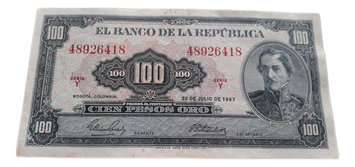 Colombia 100 Pesos Oro 1967