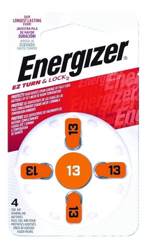 Imagen 1 de 10 de Pilas Para Audifonos Audiologia Energizer Az13 Blister X 4
