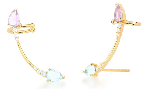 Aros Ear Cuff Cristales En Gota