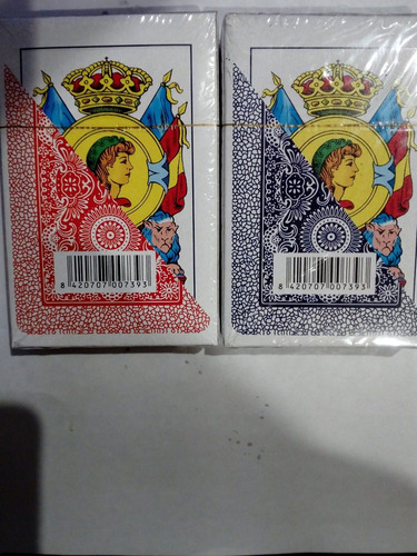 Imagen 6 de 6 de Barajas Cartas Españolas Naipe Juegos D Mesa Azul Y Rojo
