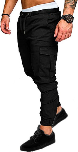 Imagen 2 de 5 de Pantalon Cargo Hombre Gabardina Elastizada Jogger Bolsillos
