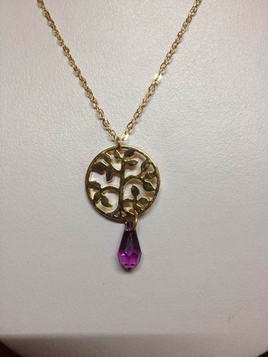 Arbol Tribal C/ Swarovski Y Cadena Oro Laminado 22k