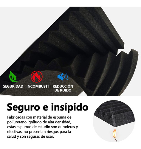 Kit 12 Paneles Smoll Acoustic 30x30x2.5 Espuma Acústica Autoadhesiva Cuña Foam Negro y Azul Esponja Acustica Espuma Calidad Profesional Paneles Acusticos Panel Aislante Acústico