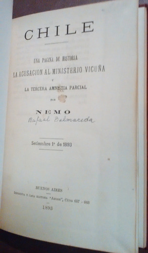 La Acusación Al Ministerio Vicuña Rafael Balmaceda Nemo