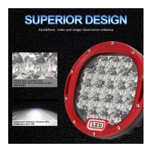 Imagen 4 de 8 de Faro Led Tipo Arb 105w 7pulgadas Para Rusticos Y 4x4 Rojo