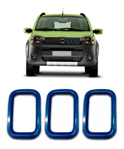 Moldura Grade Frontal Uno Furgão Hard Working 17 A 21 Azul