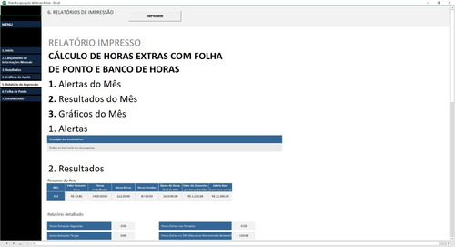 Planilha De Apuração De Horas Extras De Funcionário