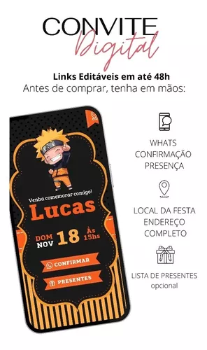 Mil e uma Festas: Naruto Kit Digital Para você Mesmo Imprimir na