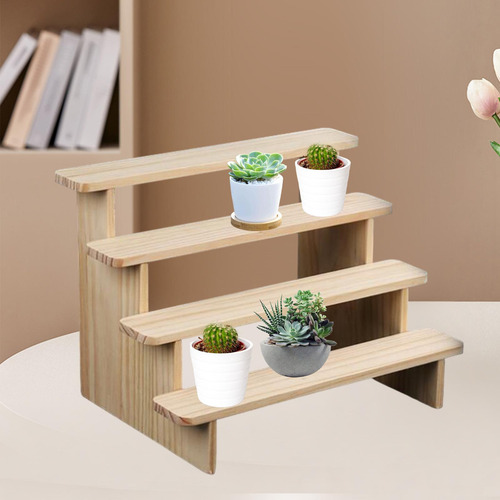 Estante De Exhibición De Madera Con Escalera De 4 Capas S