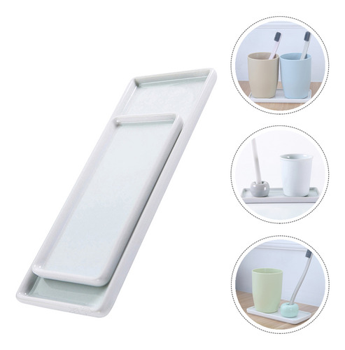 Plato Rectangular De Cerámica Con Forma De Tocador, 2 Unidad