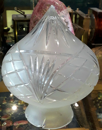 Antigua Tulipa Cristal Grabado Tallado Boca 75 Mm Alto 18 Cm