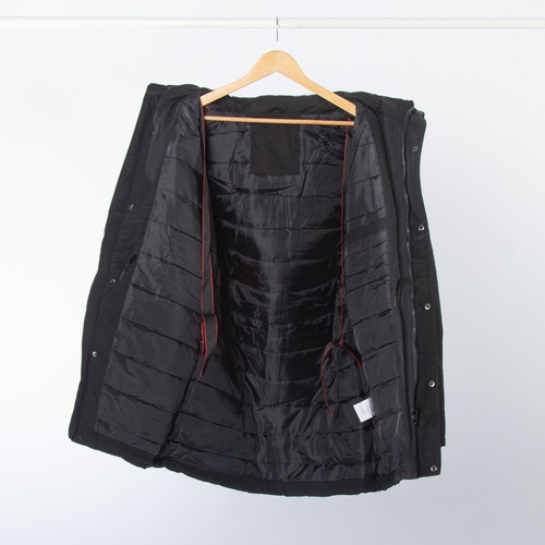 Imagen 8 de 10 de Campera Hombre Parka Impermeable Negro Capucha Piel Imported