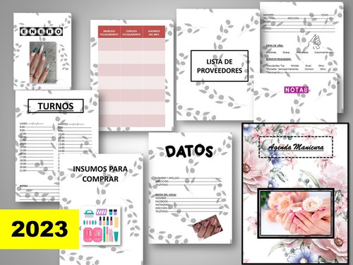 Agenda Manicura, Pdf, Para Imprimir. A4/a5. Manos1