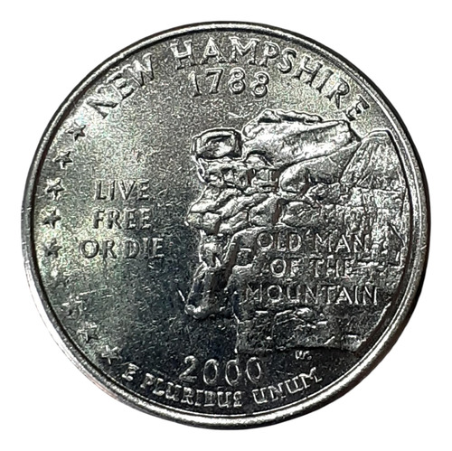 Moeda Quarter Dollar 2000 New Hampshire Origem Usa. Km#308 (Usado)