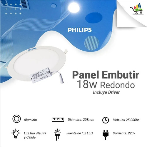 Foco Led Philips Dl252 Empotrado Luz Blanca Neutra De 18w