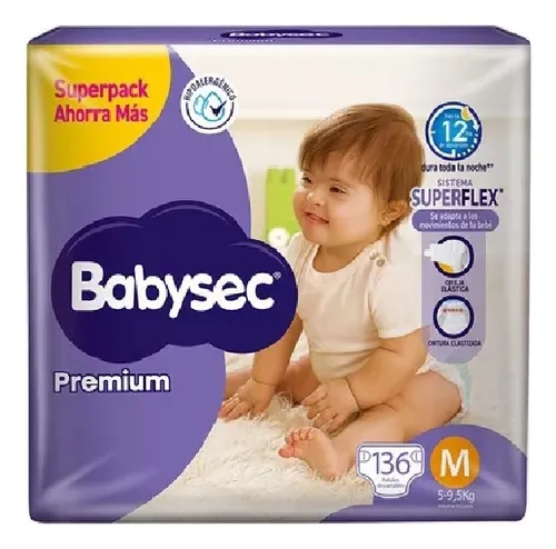 Pañales Babysec Premium M 136 Unidades