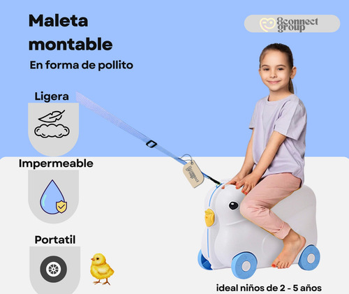 Maleta Viaje Montable Equipaje Infantil Con Ruedas Pollito