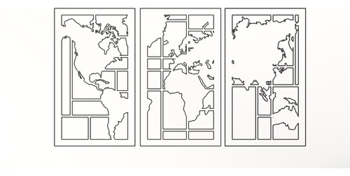 Kit Mapamundi Vector Corte Laser Cnc Cuadro Madera C10