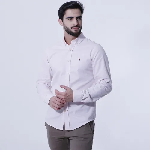 comprar Camisa Ralph Lauren Oxford Manga Longa Masculina Fit Rosa