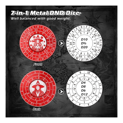 Juego Pjoy Spinner Dice 7 En 1 Dnd Dne Dice Incorporado D4,