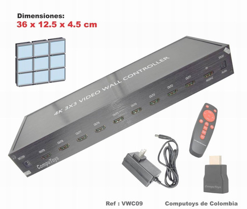 Zvwc09 Controladora Para Video Wall Hd 9 Pantallas Computoys