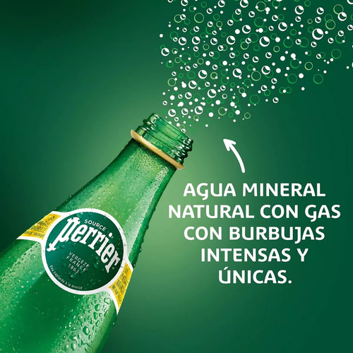 Agua Mineral Gasificada Perrier 500ml - Pack de 6 Botellas PET, Refrescante y Natural Perfecta para Cualquier Momento