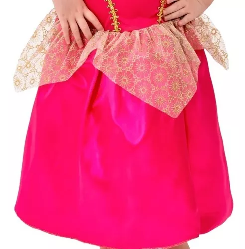 FANTASIA PRINCESA BELA ADORMECIDA VESTIDO AURORA ROSA LUXO